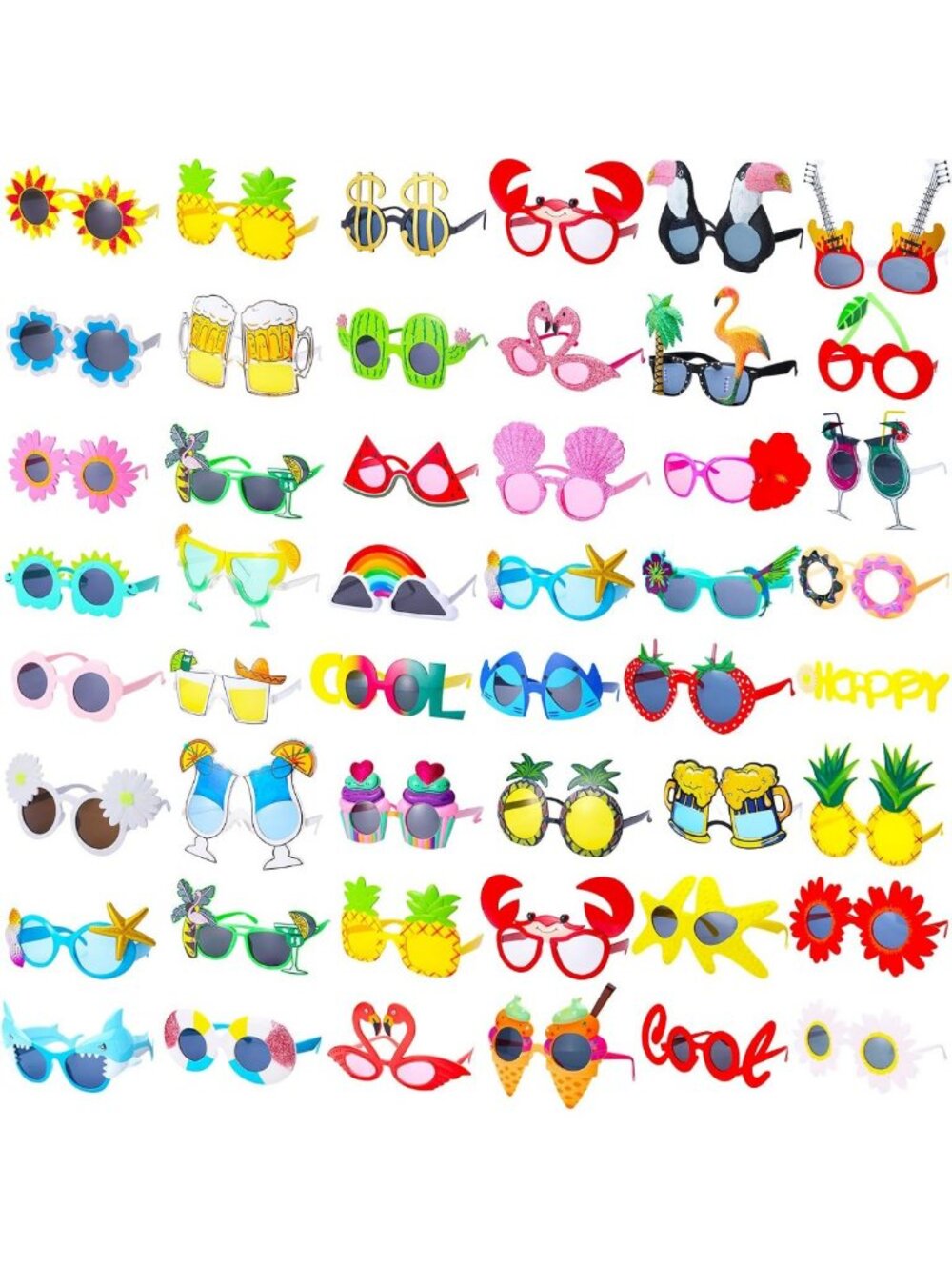 48 Pairs Funny Sunglasses for Luau Parties - Bulk Hawaiian Party Favors